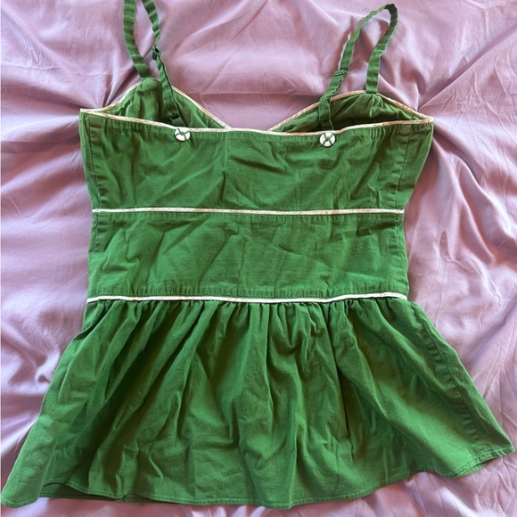 Anthropologie Green Sleeveless Button-Up Peplum Top SZ 8 - Picture 4 of 6